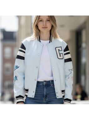 Disney Cinderella Varsity Bomber Jacket Blue NWT